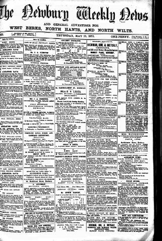 cover page of Newbury Weekly News and General Advertiser published on May 13, 1875